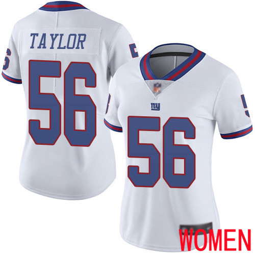 Women New York Giants #56 Lawrence Taylor Limited White Rush Vapor Untouchable Football NFL Jersey